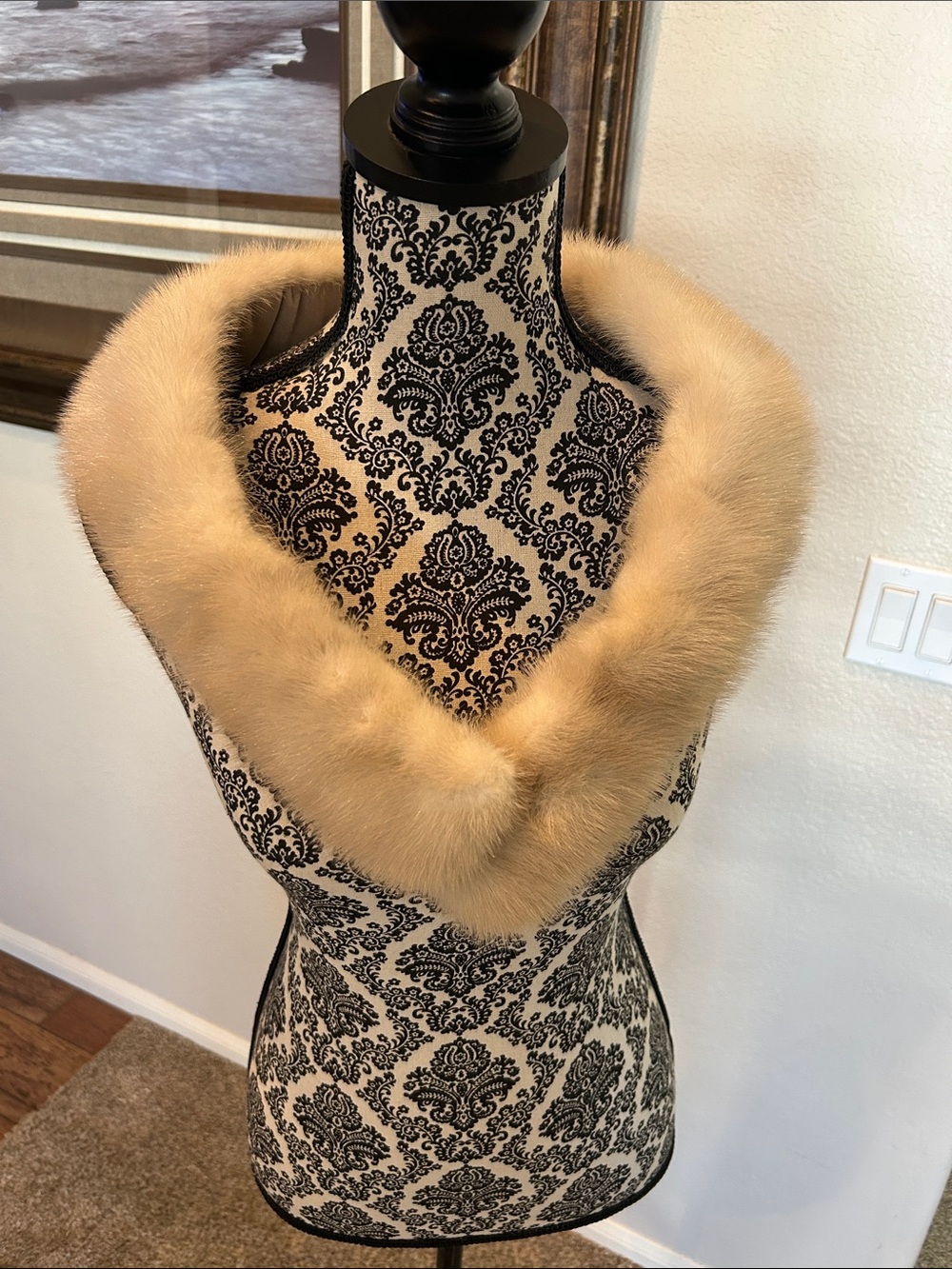 Vintage Real Fur Collar/Wrap. Velvet Lining.